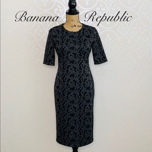 BANANA REPUBLIC BLACK AND GREY SHEATH DRESS SZ 2